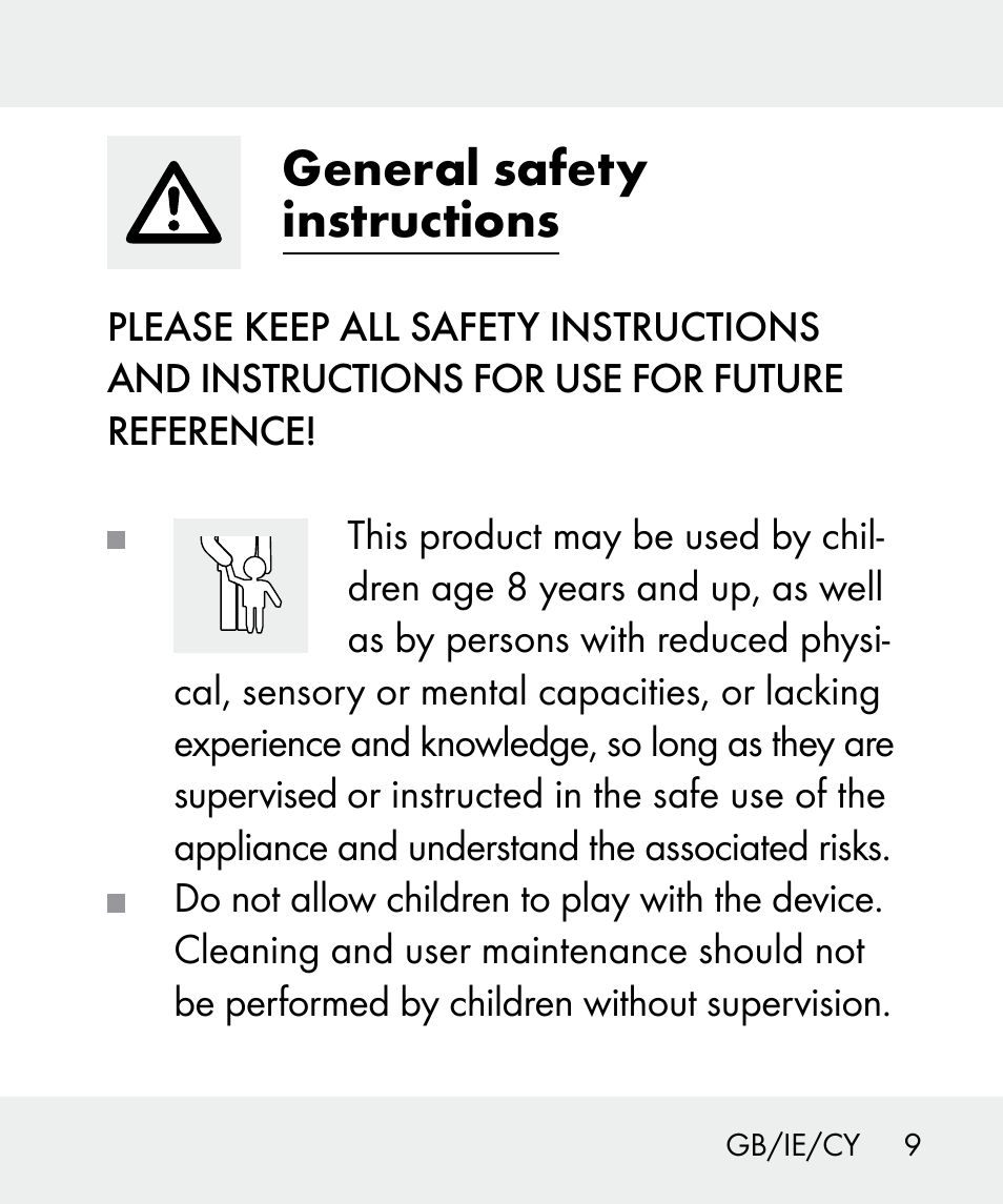 General safety instructions | Livarno 100933-14-04-BS User Manual | Page 9 / 27