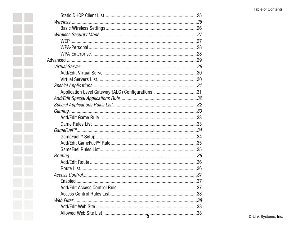 D-Link DGL-4300 User Manual | Page 3 / 74