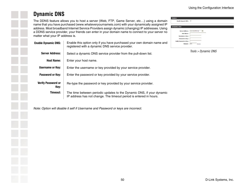 Dynamic dns | D-Link DGL-4300 User Manual | Page 50 / 74