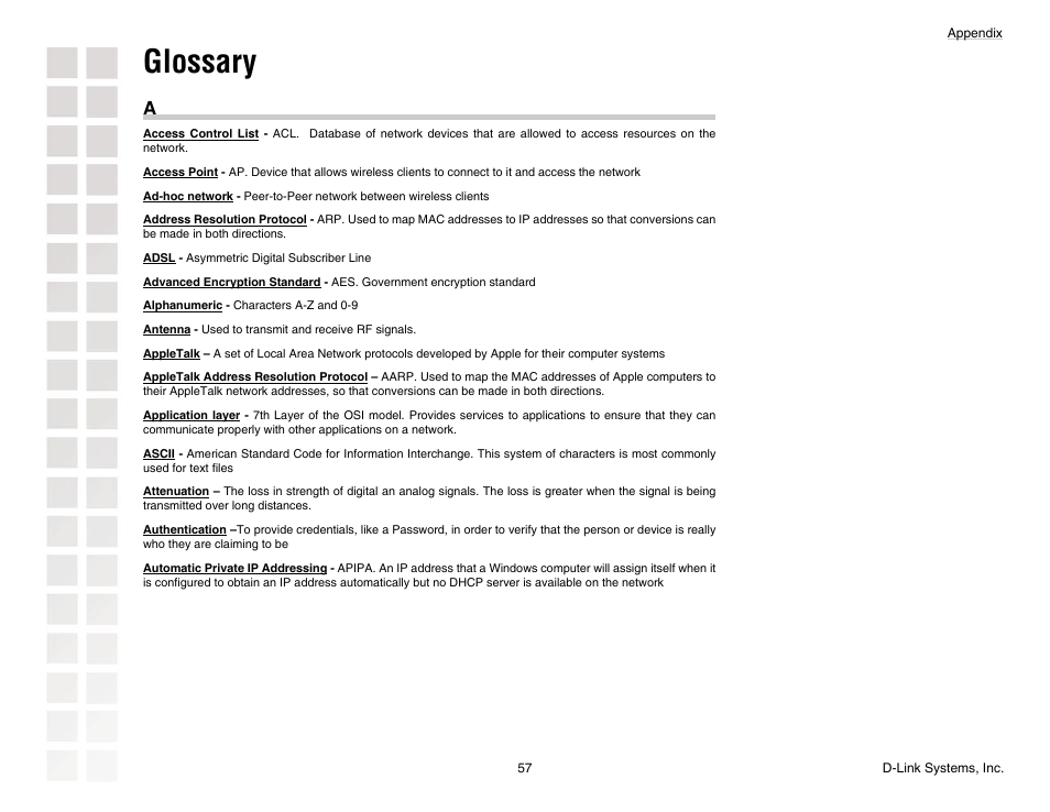 Glossary | D-Link DGL-4300 User Manual | Page 57 / 74