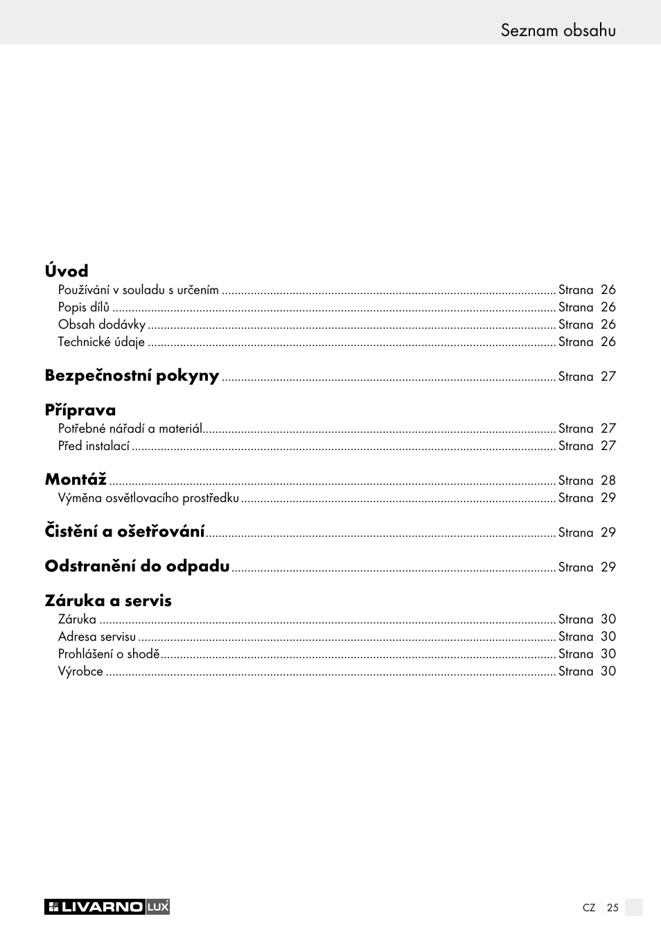 Livarno 3433-025L, 3434-024L, 3435-024L or 3436-025L User Manual | Page 25 / 43