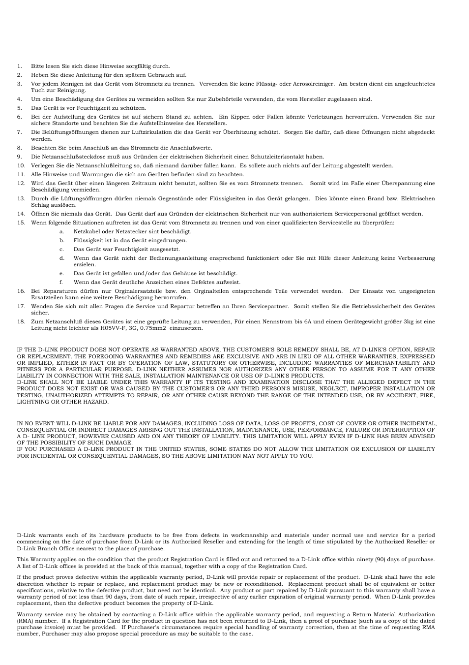 Warranty and registration information, All countries and regions excluding usa) | D-Link DES-1226G User Manual | Page 22 / 27