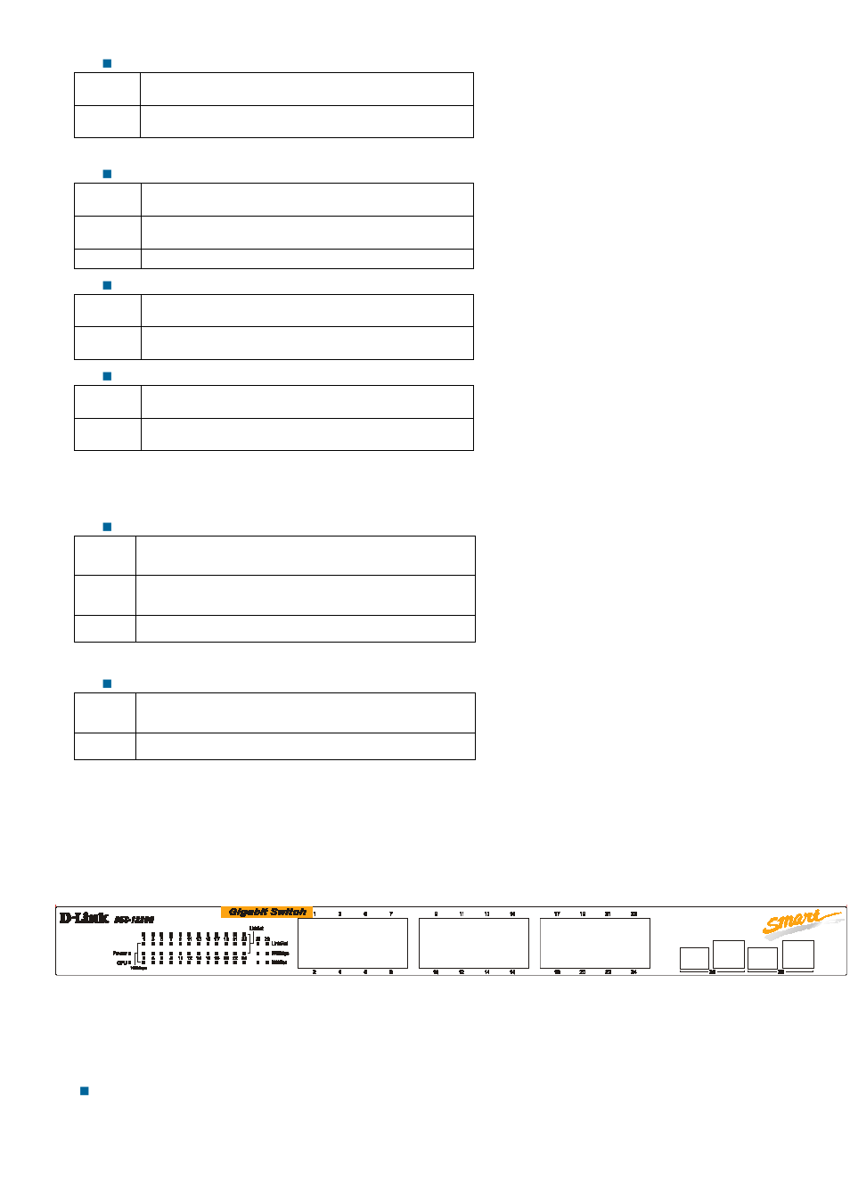 Connections, Ports 25 & 26 status leds, Option ports 25~26 sfp(mini gbic) status leds | D-Link DES-1226G User Manual | Page 6 / 27