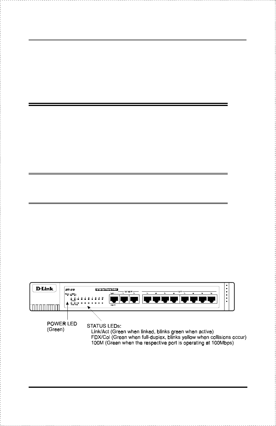 Led indicators | D-Link DES-818 User Manual | Page 20 / 38