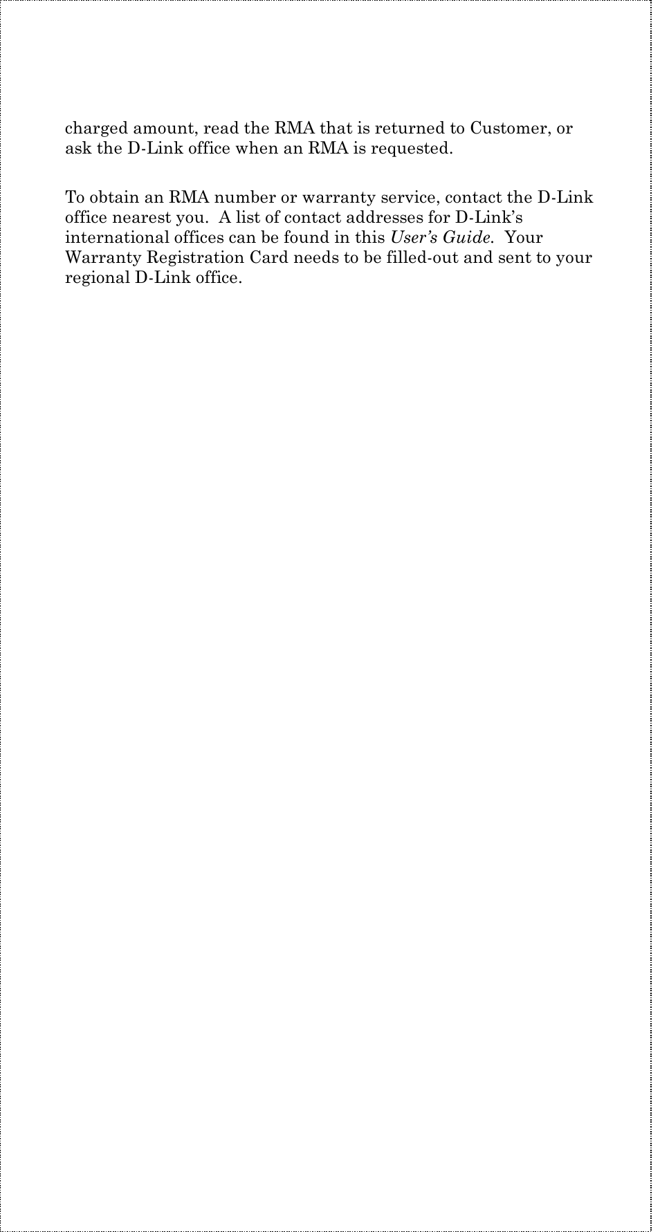 For warranty service | D-Link DE-805TP User Manual | Page 15 / 19
