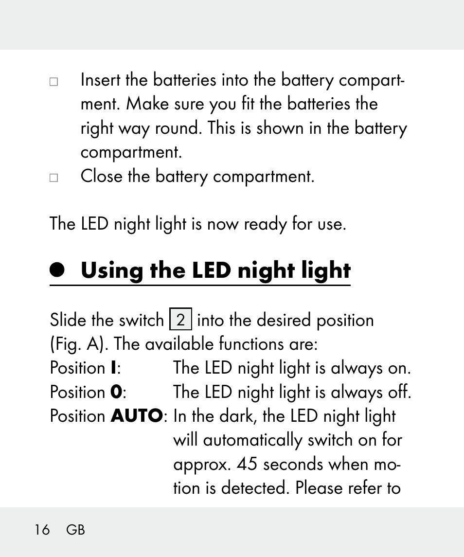 Using the led night light | Livarno 100933-14-02 User Manual | Page 16 / 91