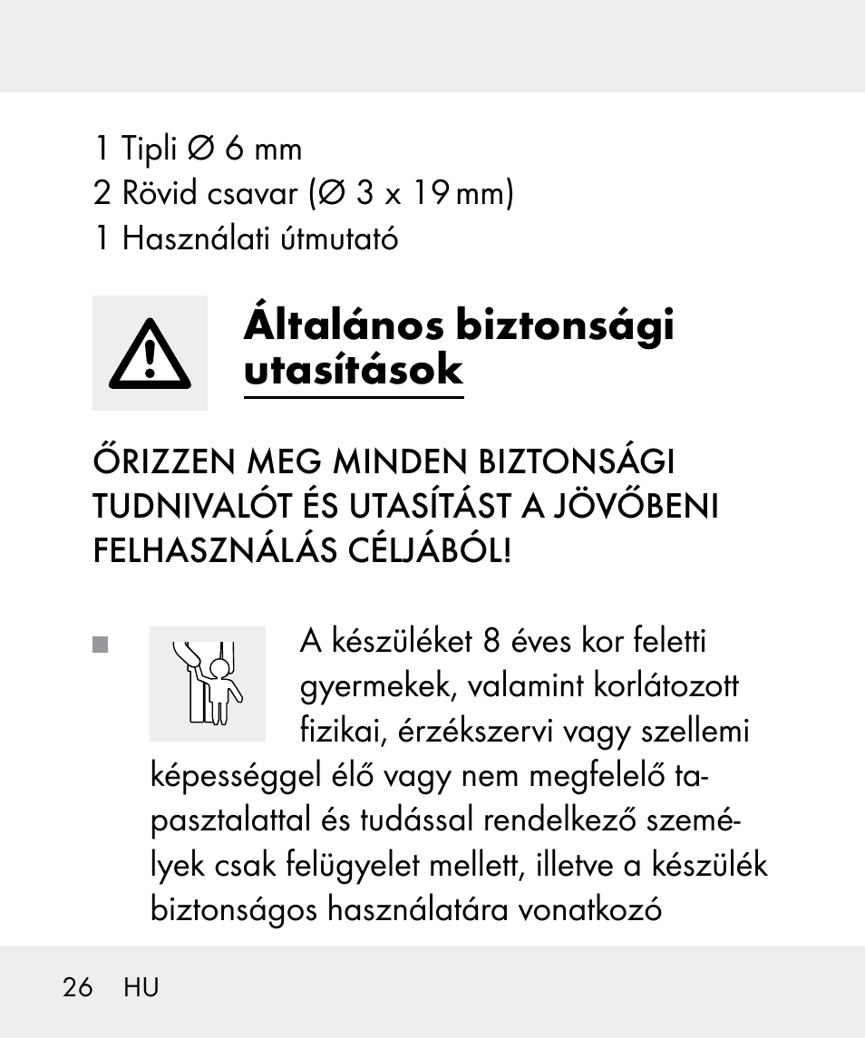 Általános biztonsági utasítások | Livarno 100933-14-02 User Manual | Page 26 / 91