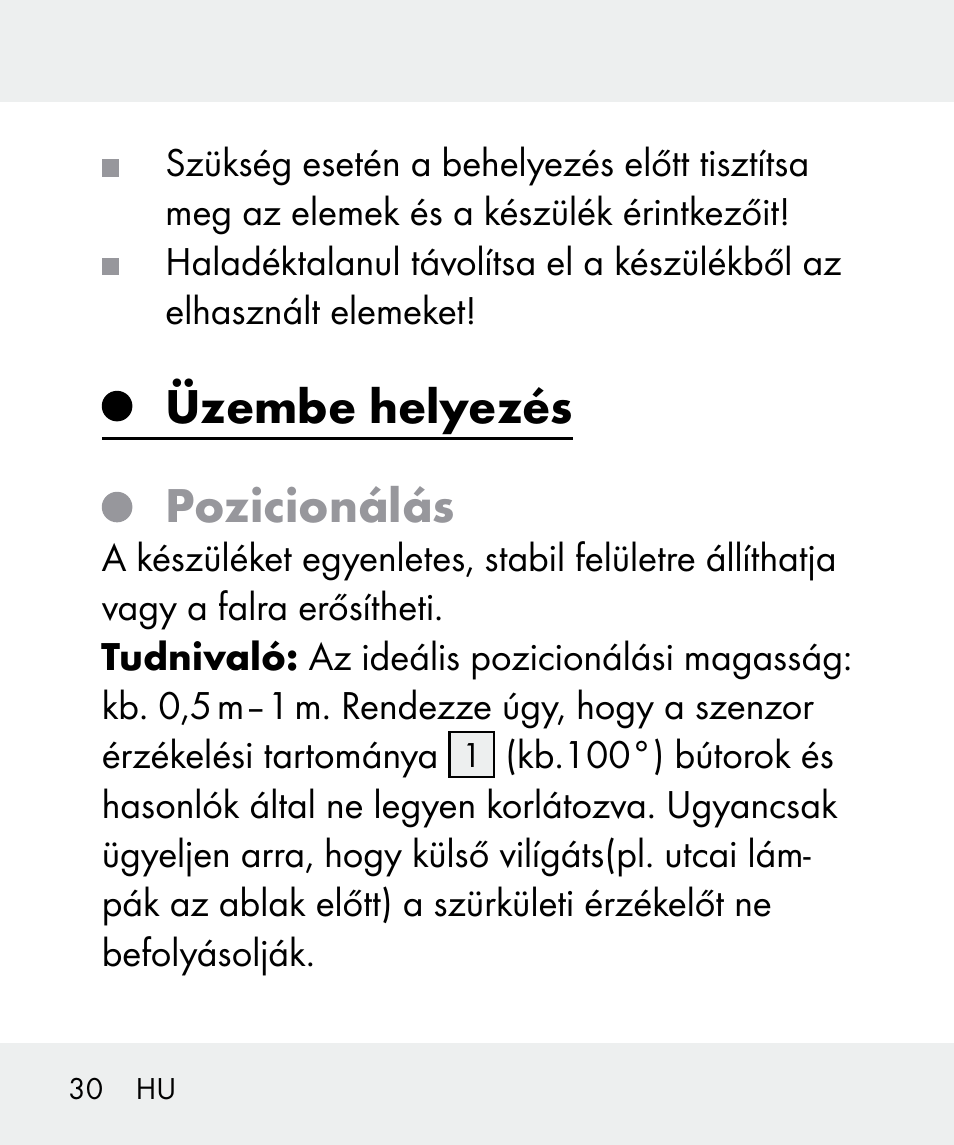 Üzembe helyezés pozicionálás | Livarno 100933-14-02 User Manual | Page 30 / 91