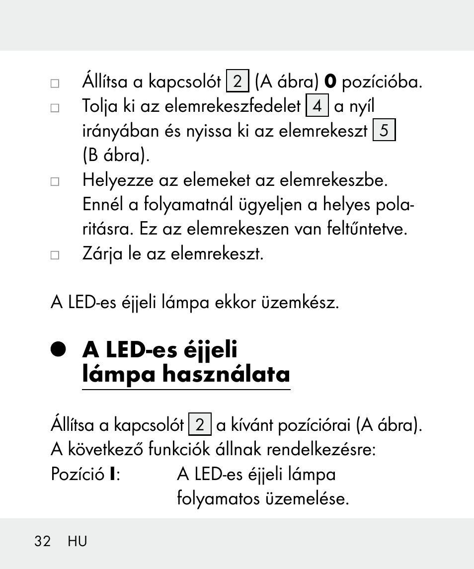 A led-es éjjeli lámpa használata | Livarno 100933-14-02 User Manual | Page 32 / 91