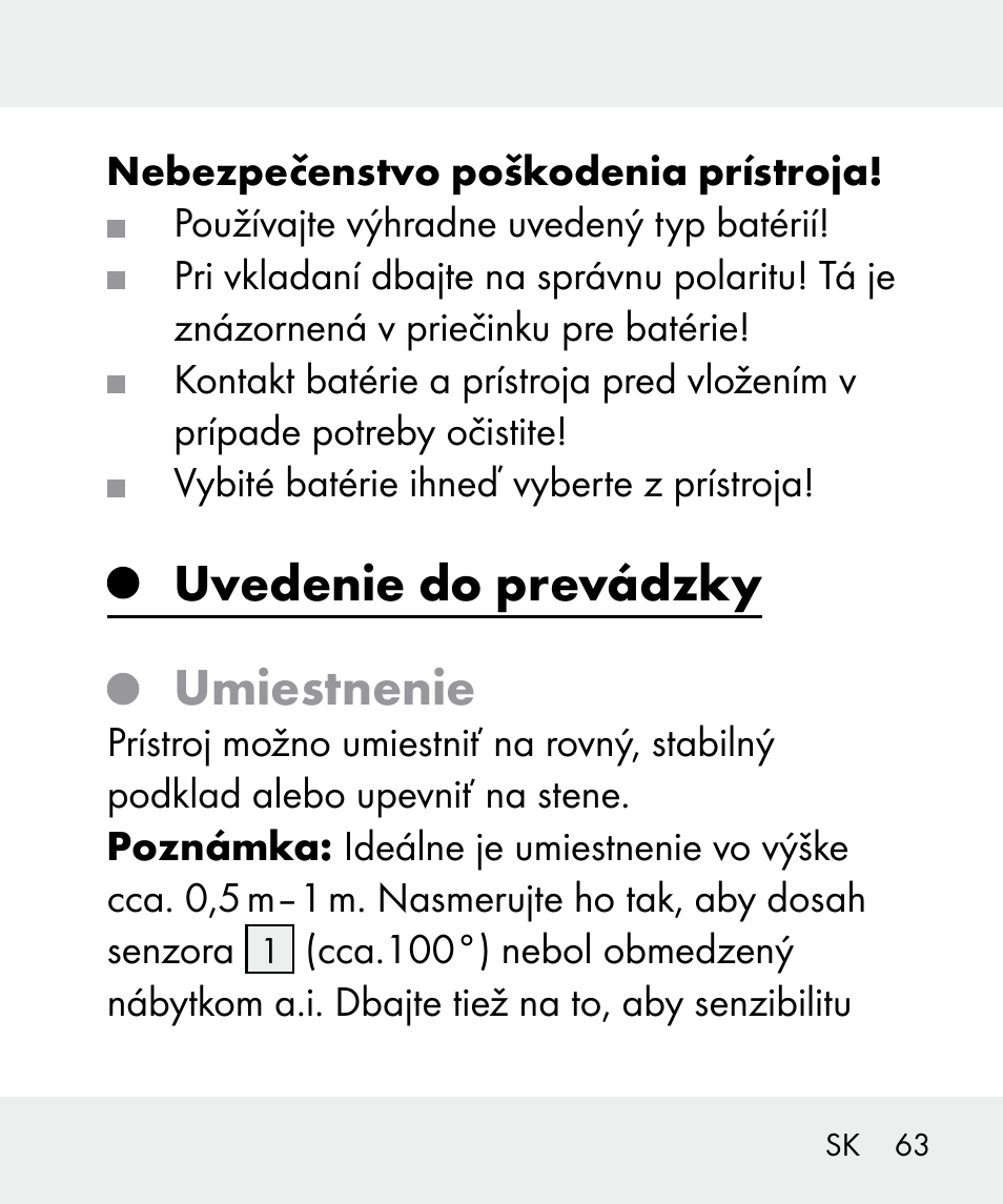 Uvedenie do prevádzky umiestnenie | Livarno 100933-14-02 User Manual | Page 63 / 91