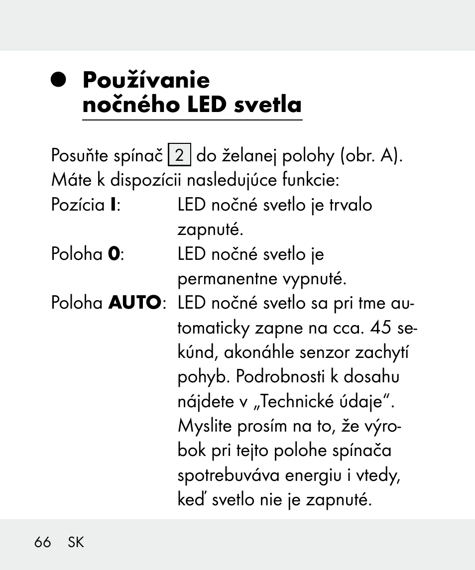 Používanie nočného led svetla | Livarno 100933-14-02 User Manual | Page 66 / 91