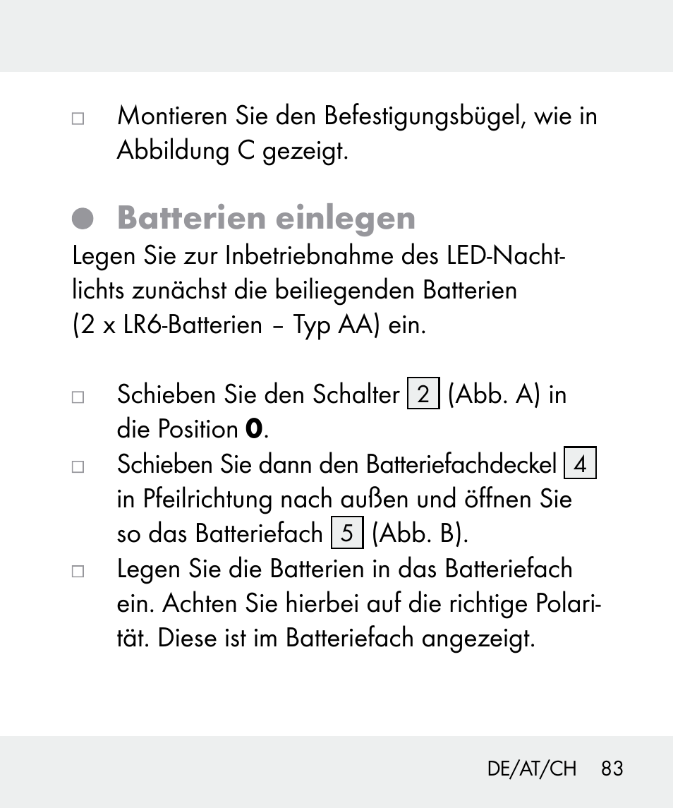 Batterien einlegen | Livarno 100933-14-02 User Manual | Page 83 / 91