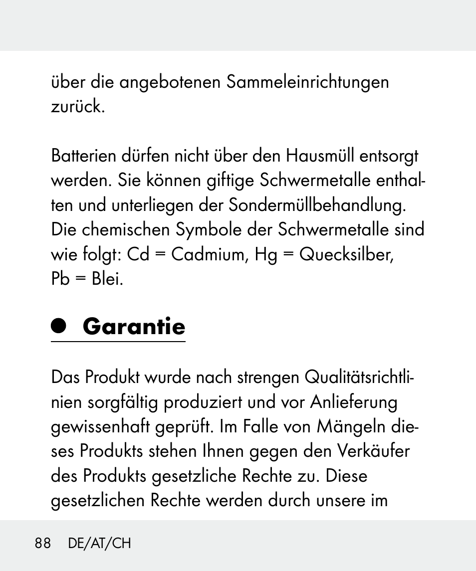 Garantie | Livarno 100933-14-02 User Manual | Page 88 / 91