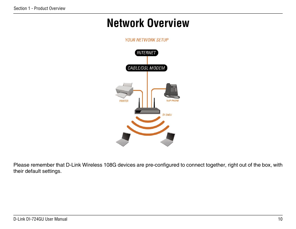 Network overview | D-Link DI-724GU User Manual | Page 10 / 89