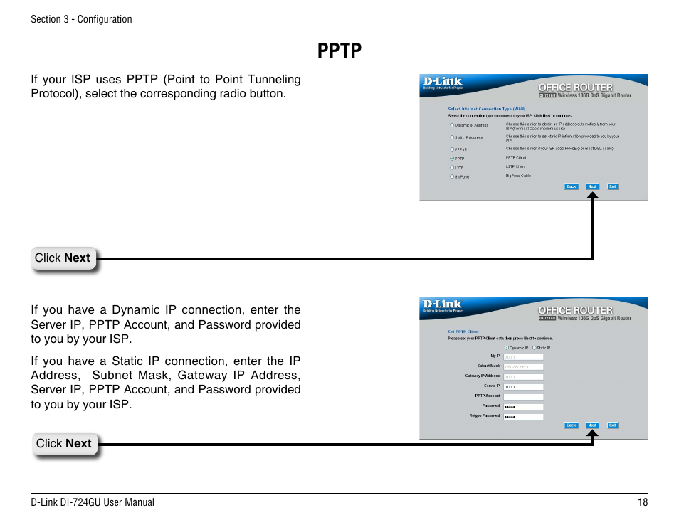 Pptp | D-Link DI-724GU User Manual | Page 18 / 89