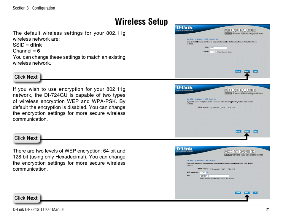 Wireless setup | D-Link DI-724GU User Manual | Page 21 / 89