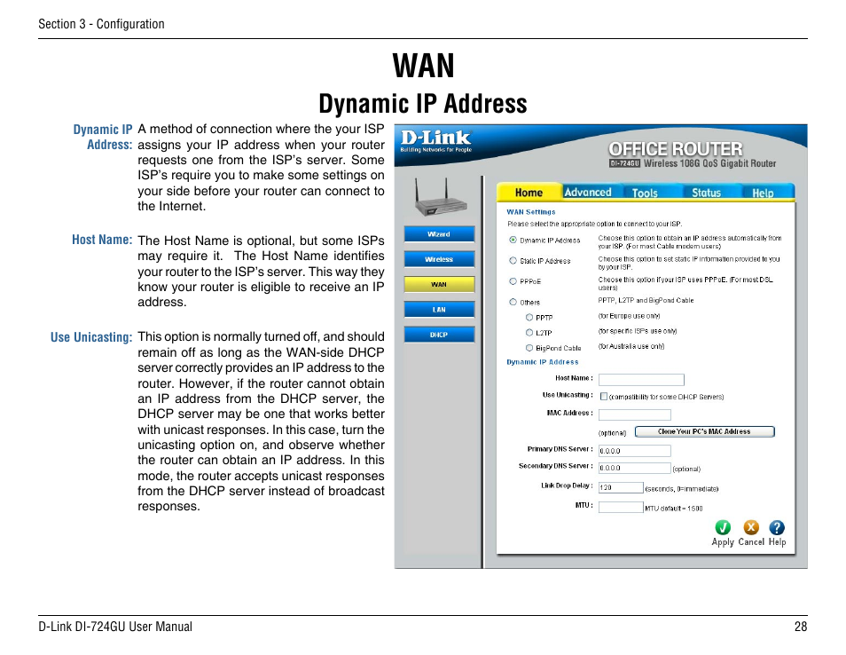 Dynamic ip address | D-Link DI-724GU User Manual | Page 28 / 89