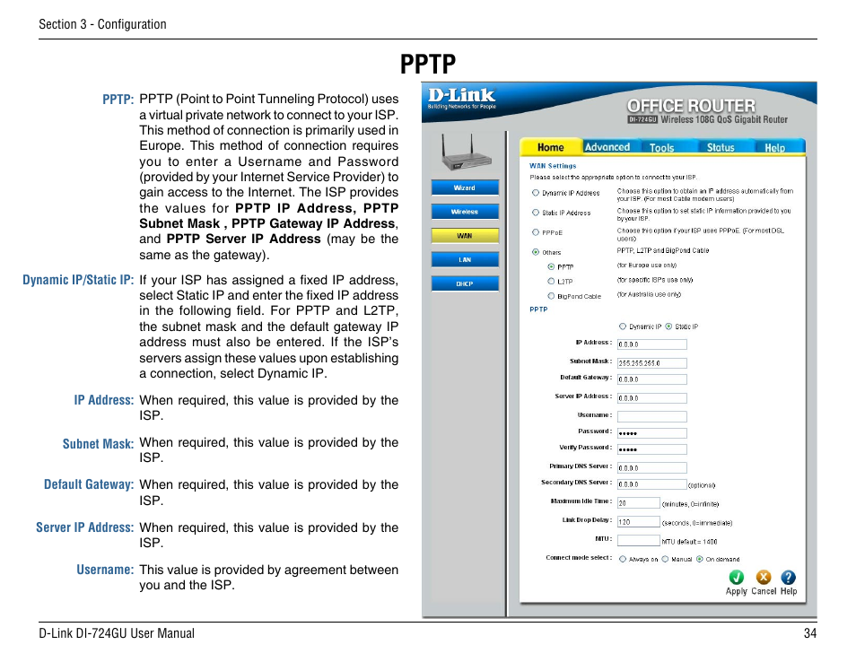 Pptp | D-Link DI-724GU User Manual | Page 34 / 89