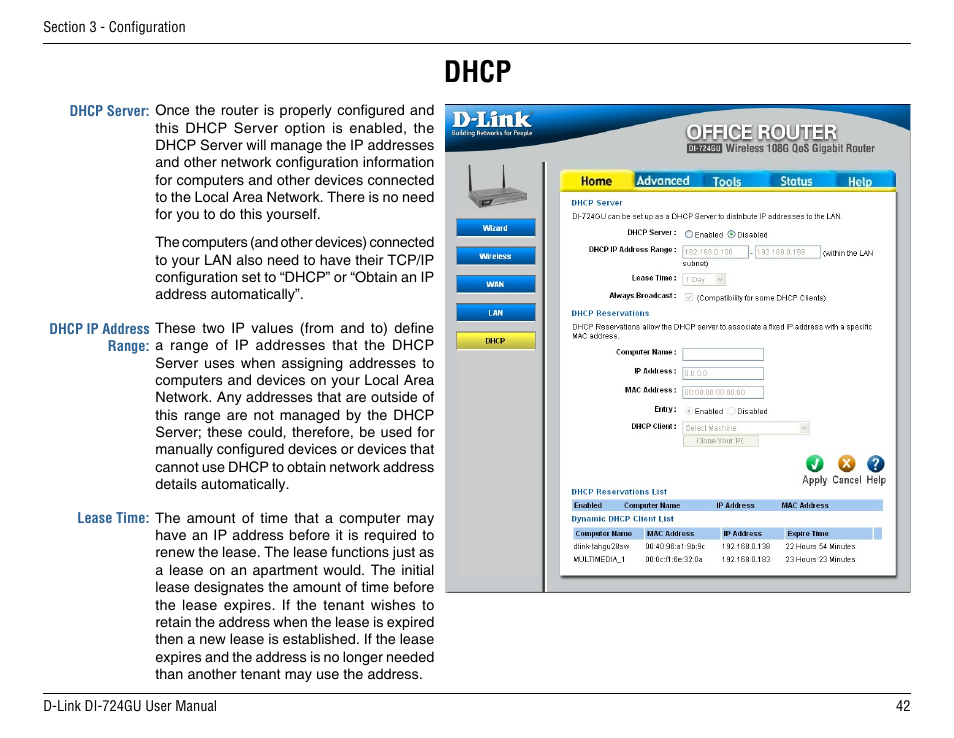 Dhcp | D-Link DI-724GU User Manual | Page 42 / 89