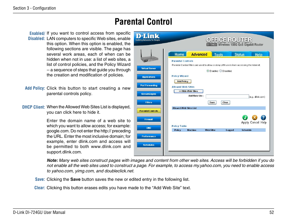 Parental control | D-Link DI-724GU User Manual | Page 52 / 89