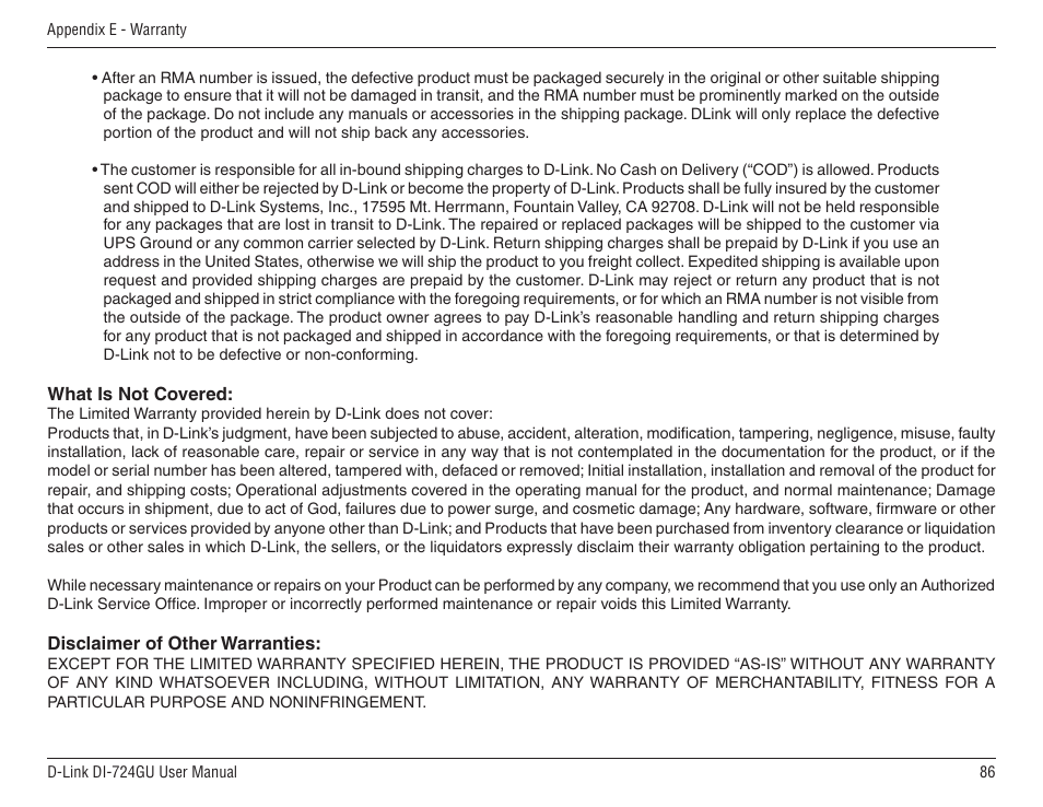 D-Link DI-724GU User Manual | Page 86 / 89