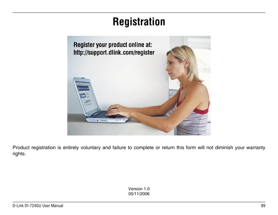 Registration | D-Link DI-724GU User Manual | Page 89 / 89