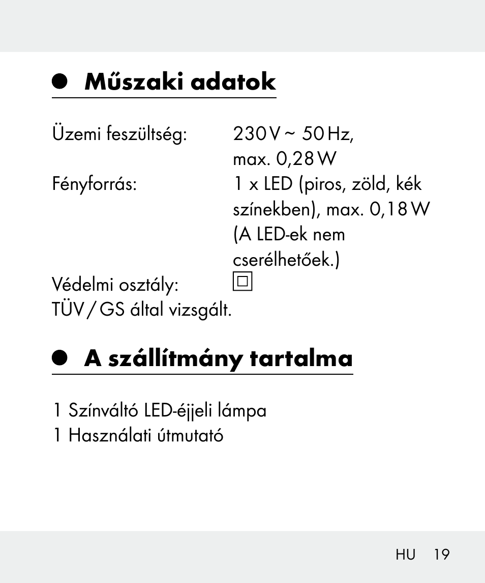 Műszaki adatok, A szállítmány tartalma | Livarno 100933-14-03-BS User Manual | Page 19 / 60