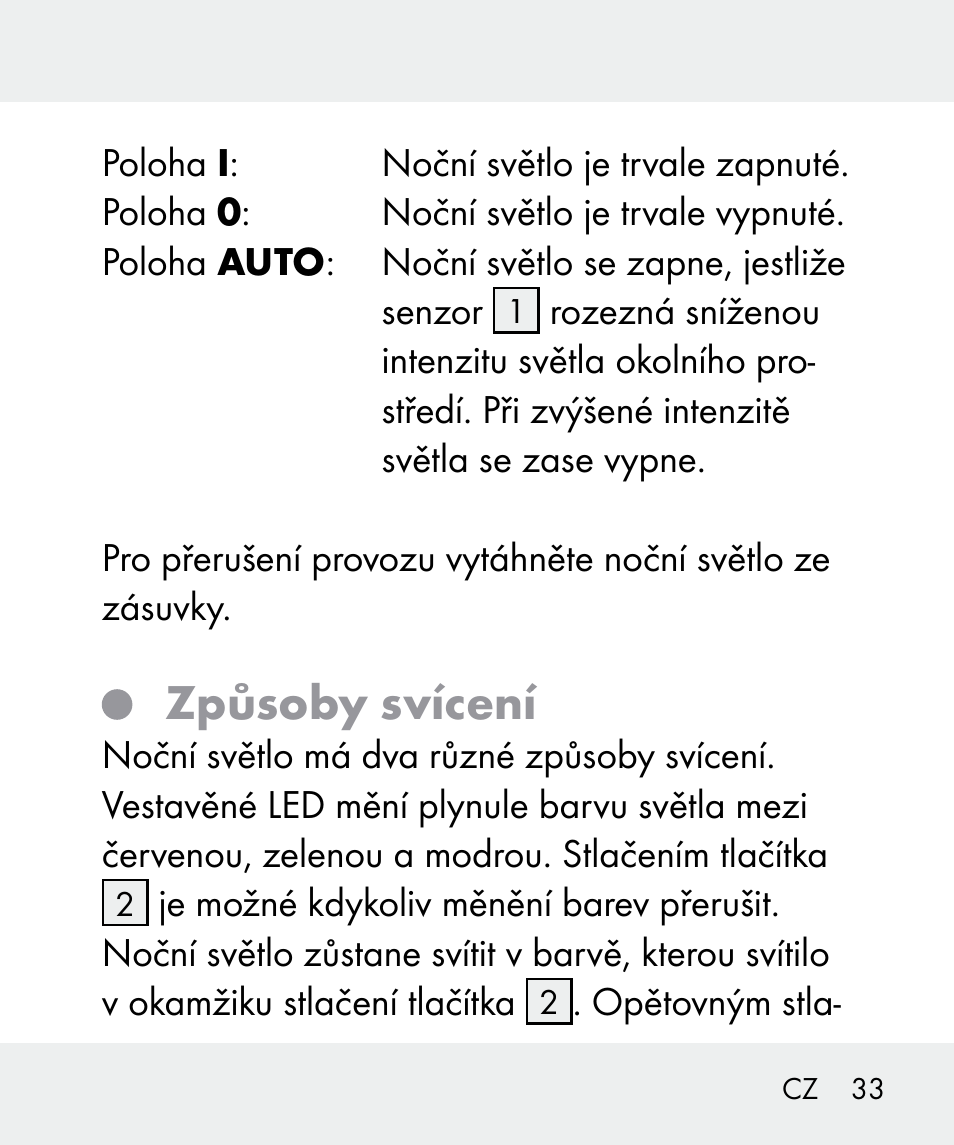 Způsoby svícení | Livarno 100933-14-03-BS User Manual | Page 33 / 60