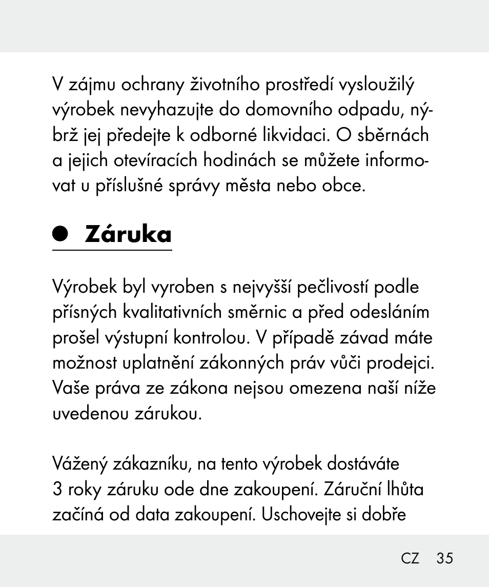 Záruka | Livarno 100933-14-03-BS User Manual | Page 35 / 60