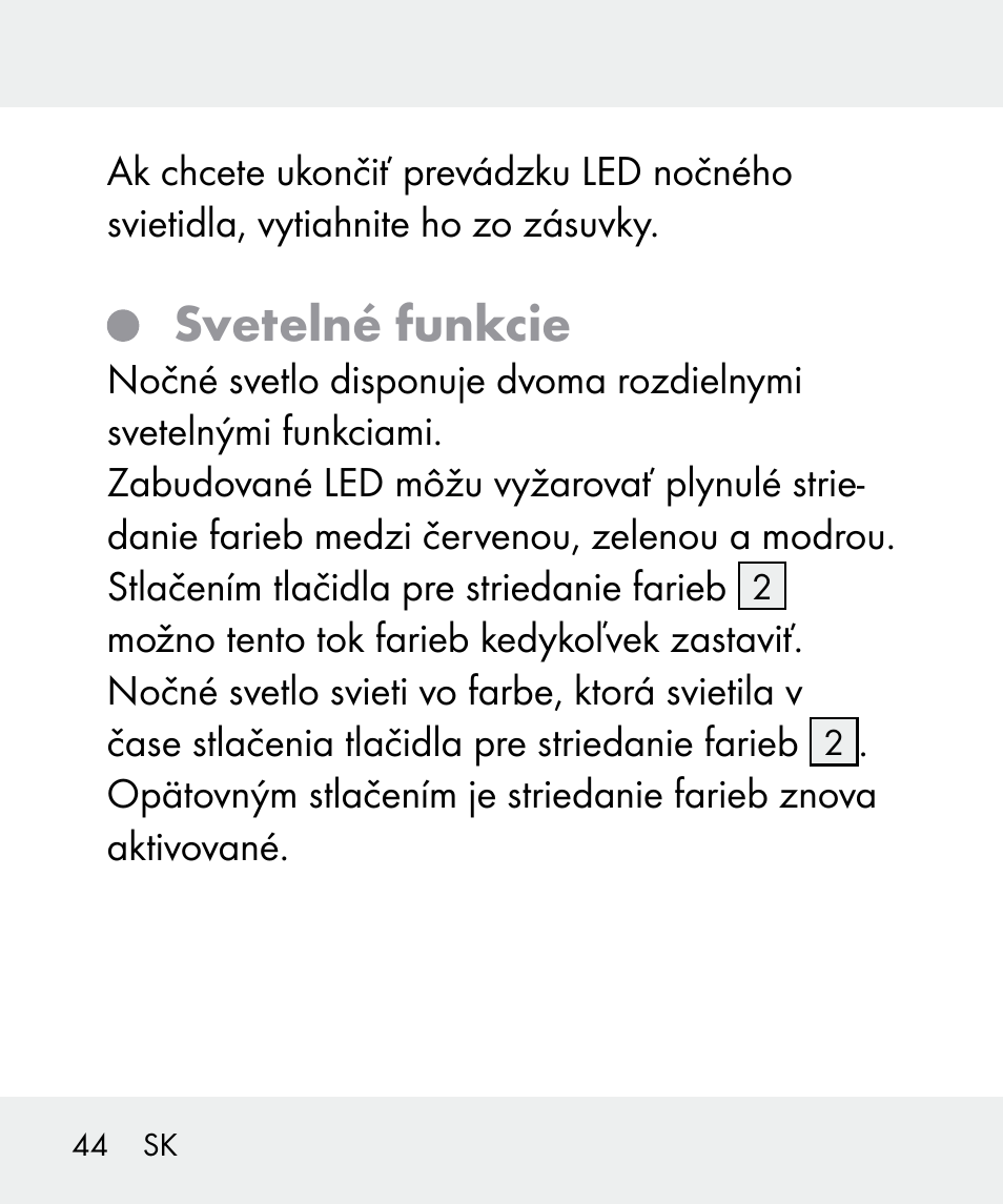 Svetelné funkcie | Livarno 100933-14-03-BS User Manual | Page 44 / 60