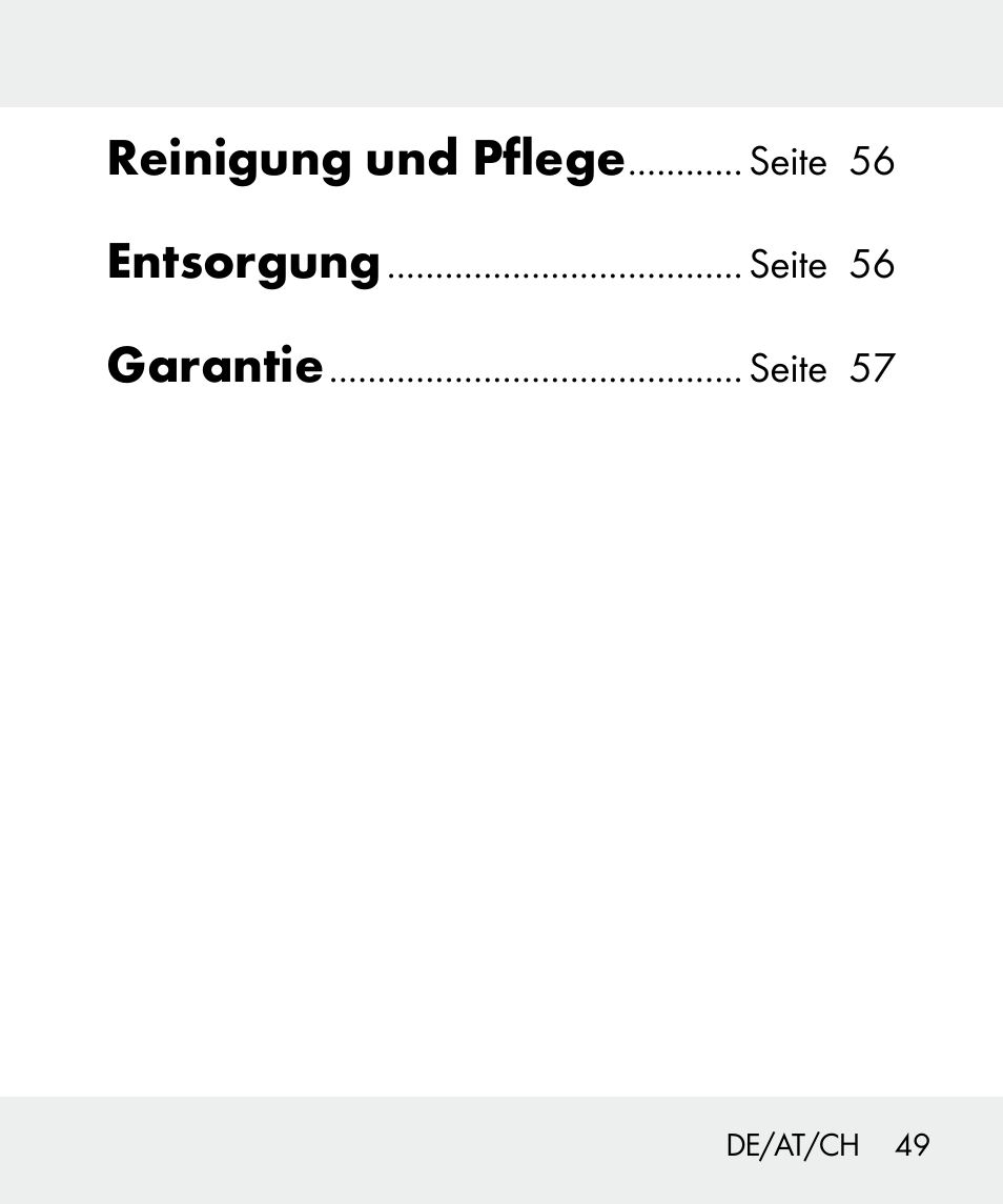 Reinigung und pflege, Entsorgung, Garantie | Livarno 100933-14-03-BS User Manual | Page 49 / 60