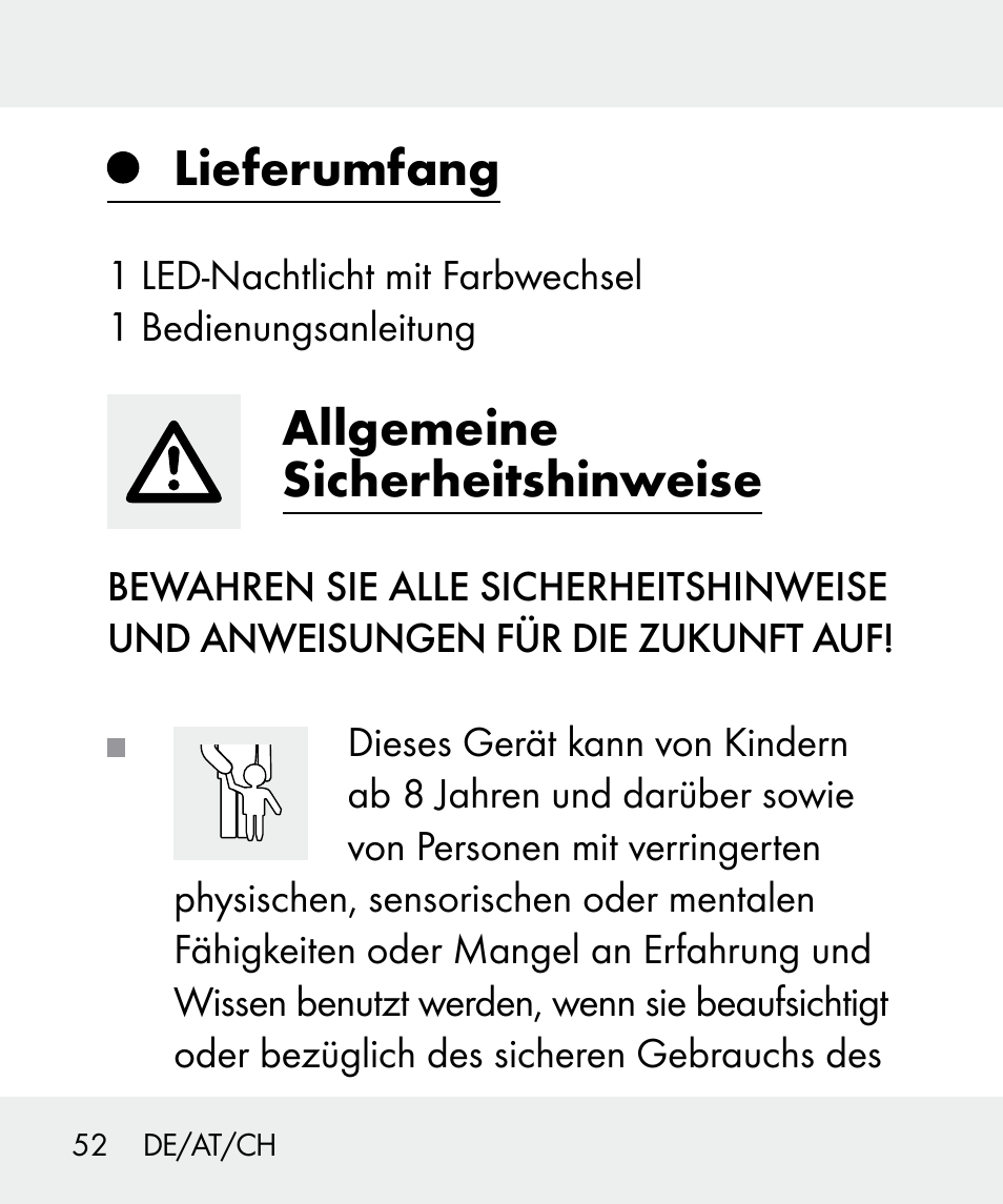 Lieferumfang, Allgemeine sicherheitshinweise | Livarno 100933-14-03-BS User Manual | Page 52 / 60