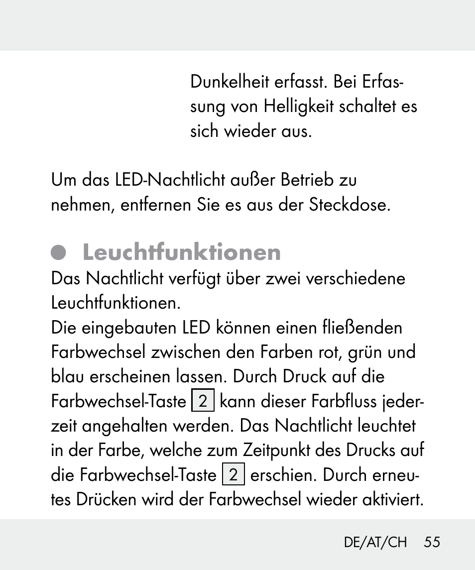 Leuchtfunktionen | Livarno 100933-14-03-BS User Manual | Page 55 / 60