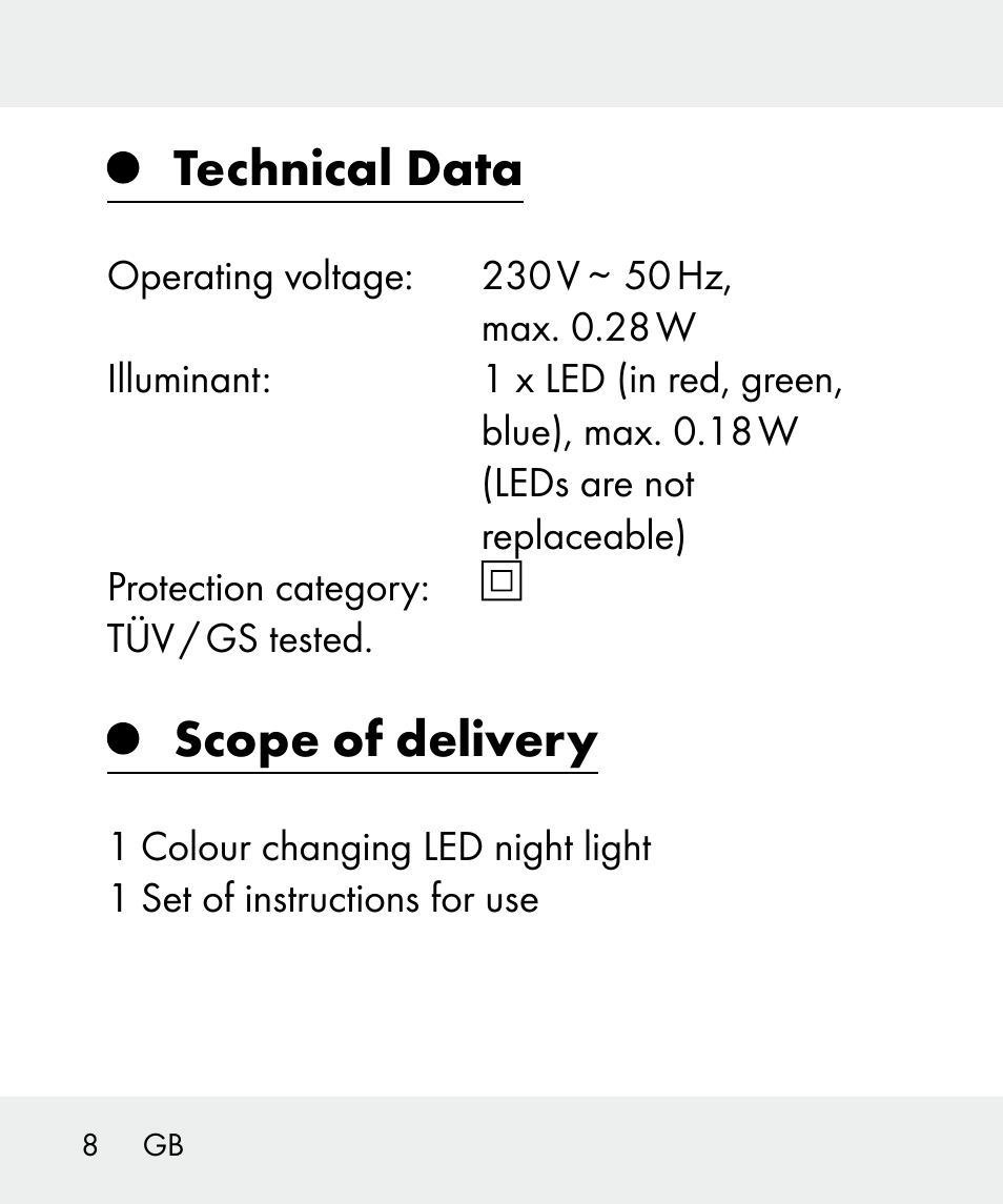 Technical data, Scope of delivery | Livarno 100933-14-03-BS User Manual | Page 8 / 60