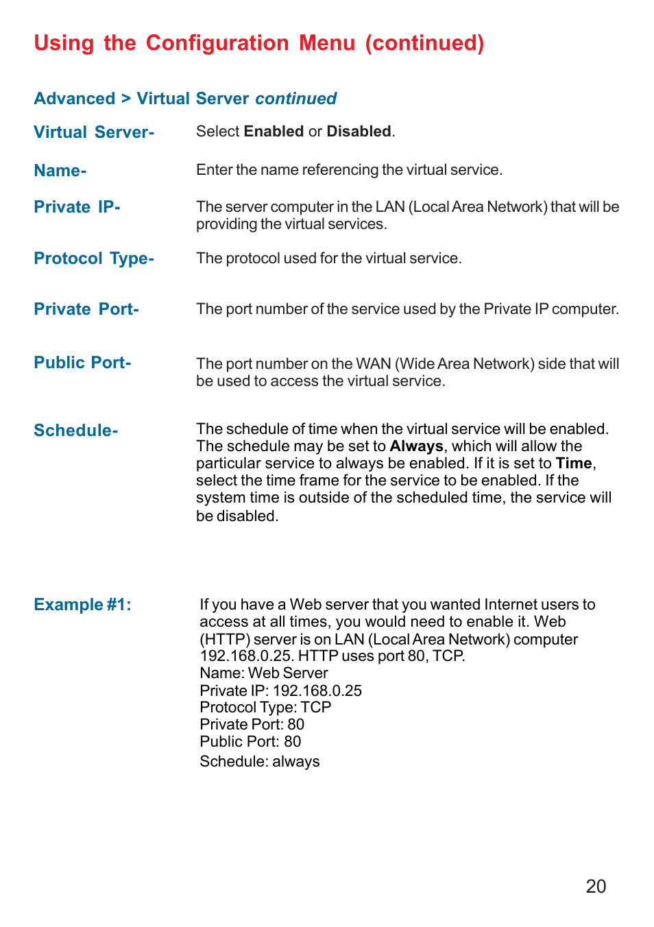 Using the configuration menu (continued) | D-Link DI-624 User Manual | Page 20 / 97