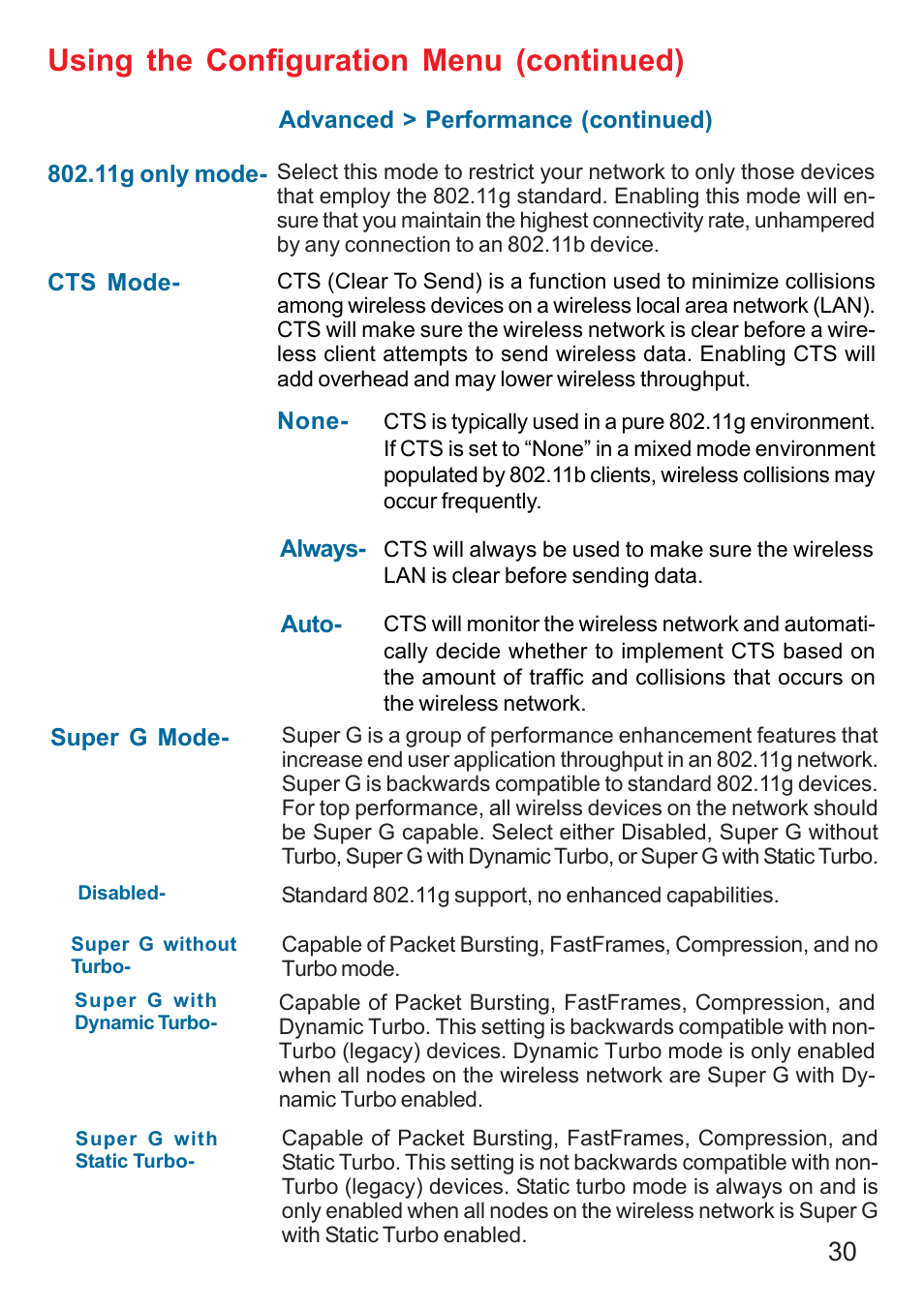 Using the configuration menu (continued) | D-Link DI-624 User Manual | Page 30 / 97