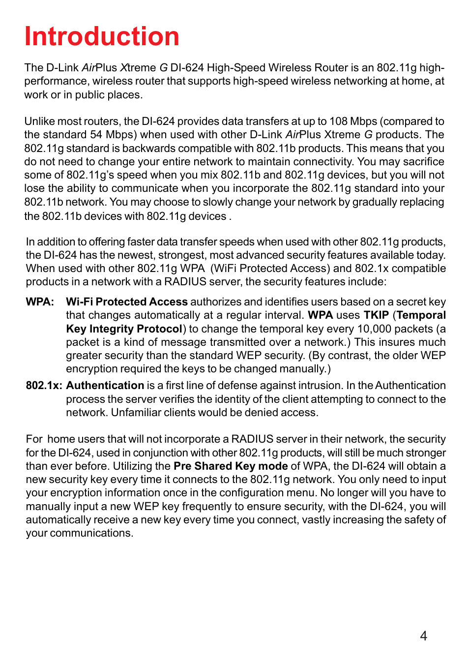Introduction | D-Link DI-624 User Manual | Page 4 / 97