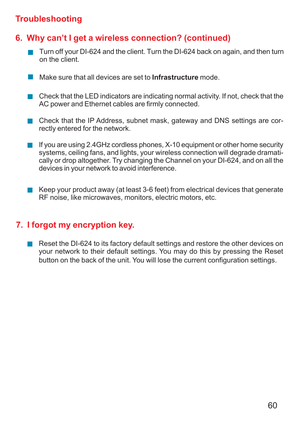 I forgot my encryption key | D-Link DI-624 User Manual | Page 60 / 97