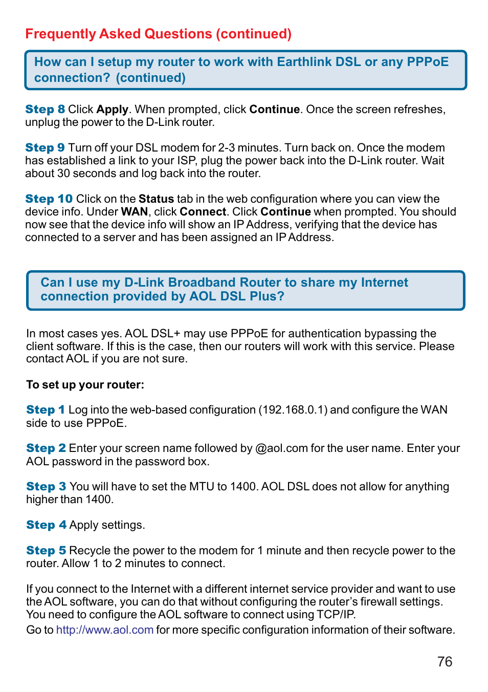 Frequently asked questions (continued) | D-Link DI-624 User Manual | Page 76 / 97