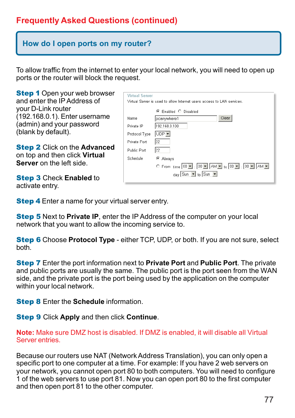 77 frequently asked questions (continued) | D-Link DI-624 User Manual | Page 77 / 97