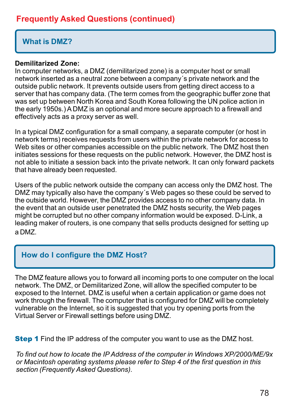78 frequently asked questions (continued) | D-Link DI-624 User Manual | Page 78 / 97