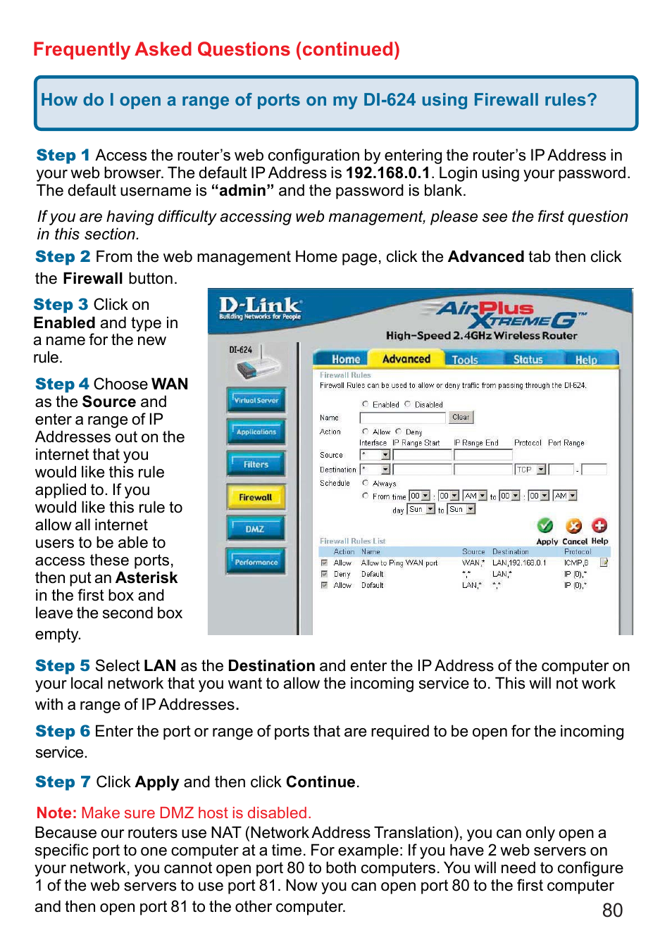 80 frequently asked questions (continued) | D-Link DI-624 User Manual | Page 80 / 97