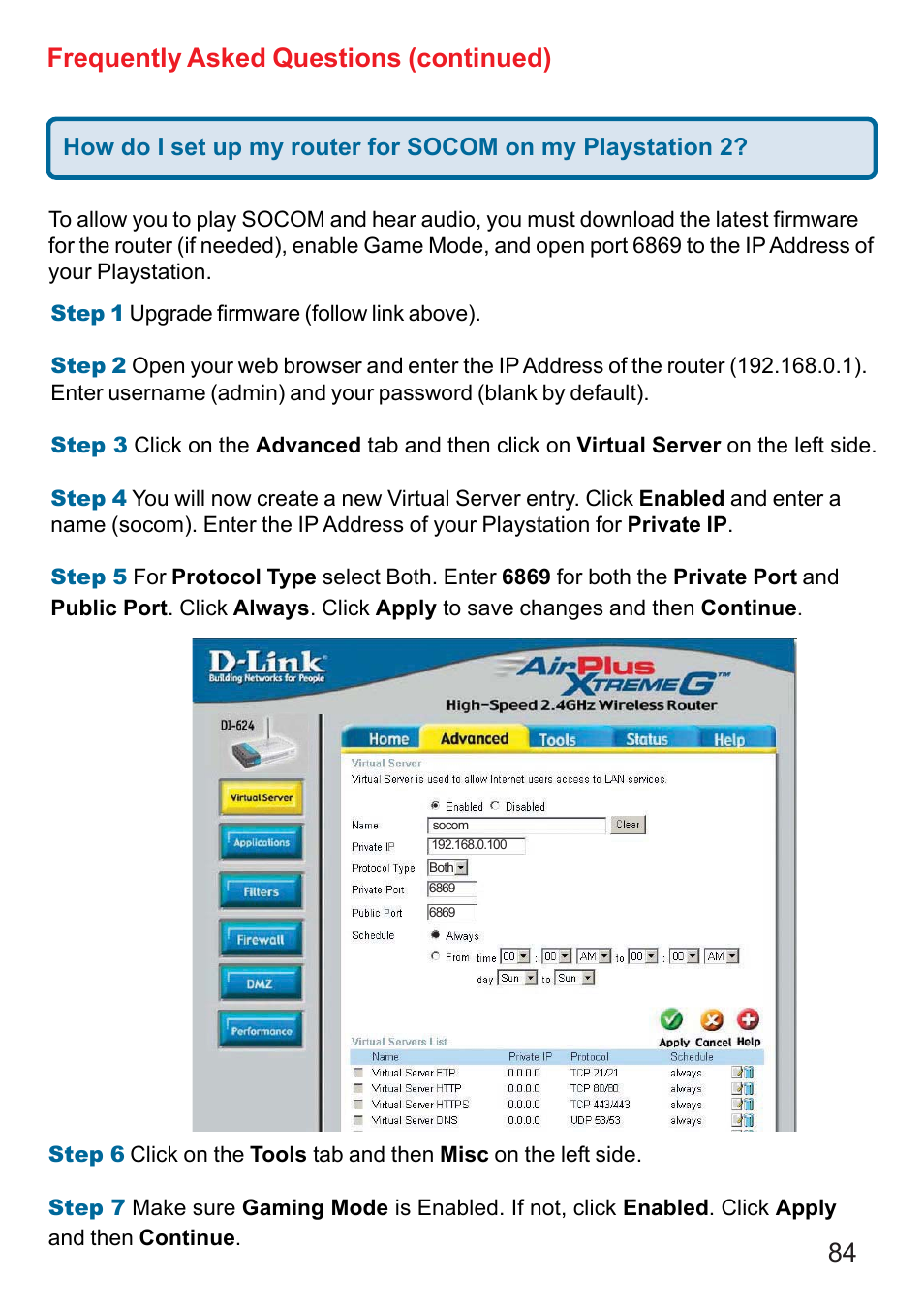 84 frequently asked questions (continued) | D-Link DI-624 User Manual | Page 84 / 97