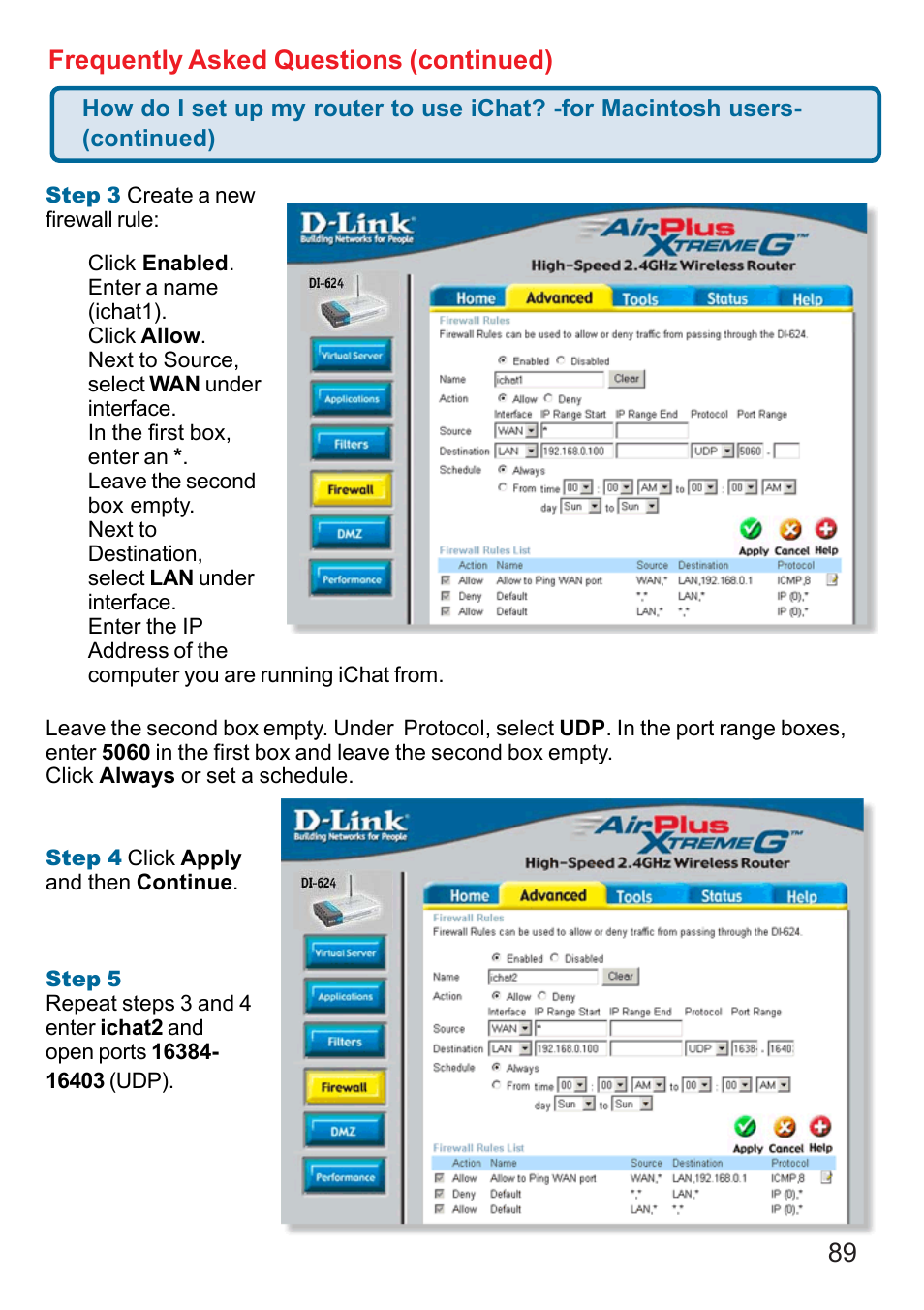 89 frequently asked questions (continued) | D-Link DI-624 User Manual | Page 89 / 97