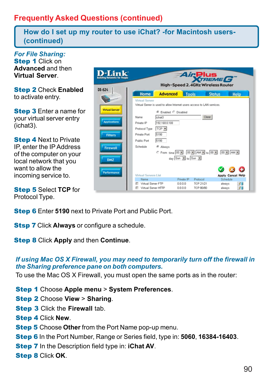 90 frequently asked questions (continued) | D-Link DI-624 User Manual | Page 90 / 97