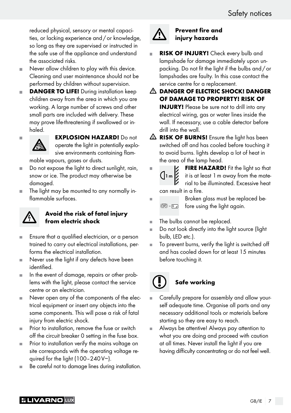 Safety notices introduction / safety notices | Livarno LSL 20 A1 User Manual | Page 7 / 44