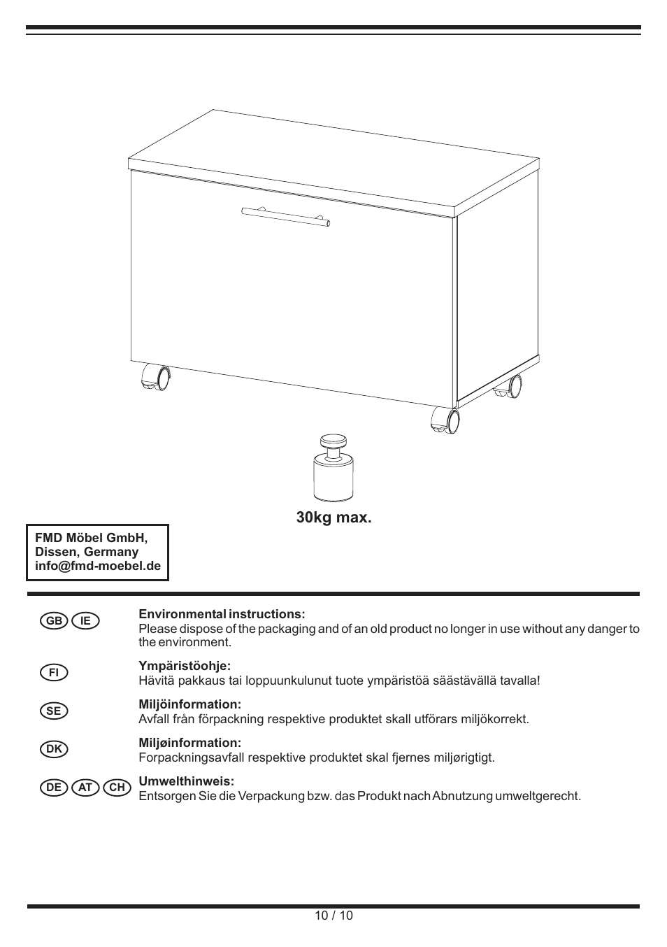 30kg max | Livarno ROLLER CABINET User Manual | Page 10 / 10