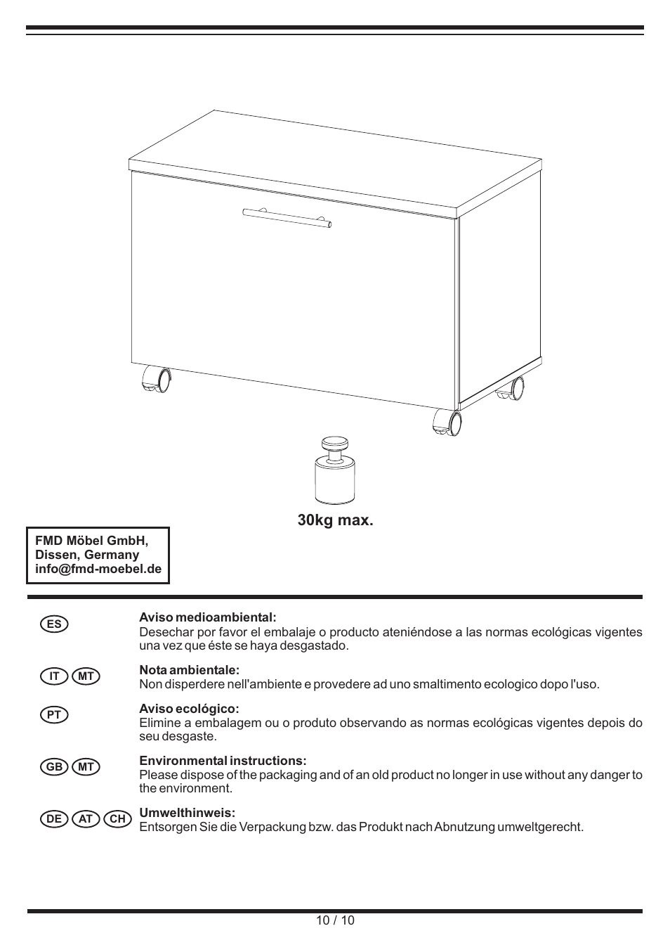 30kg max | Livarno ROLLER CABINET User Manual | Page 10 / 10