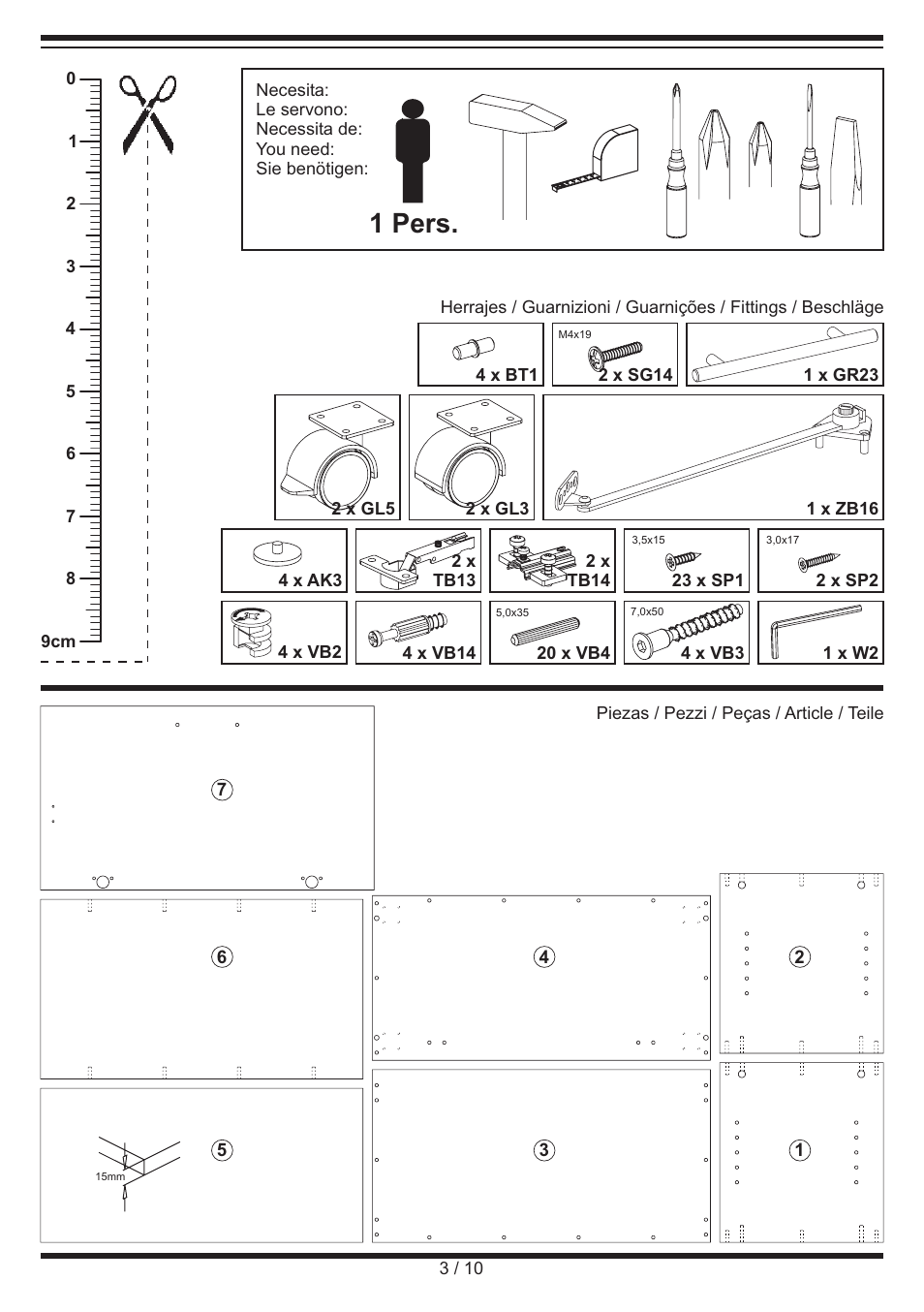 1 pers | Livarno ROLLER CABINET User Manual | Page 3 / 10