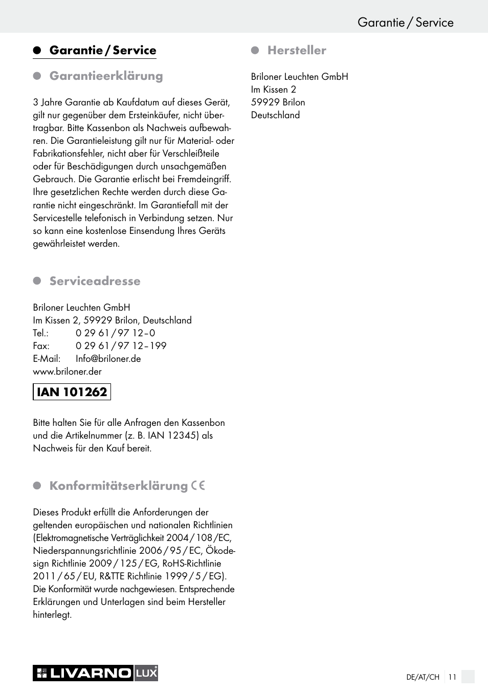 Livarno COLOUR-CHANGE CEILING LIGHT User Manual | Page 11 / 37